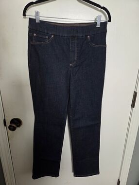 Kim Rogers Women 6 Short Straight Leg Dark Wash Jeans Cotton Stretch Denim